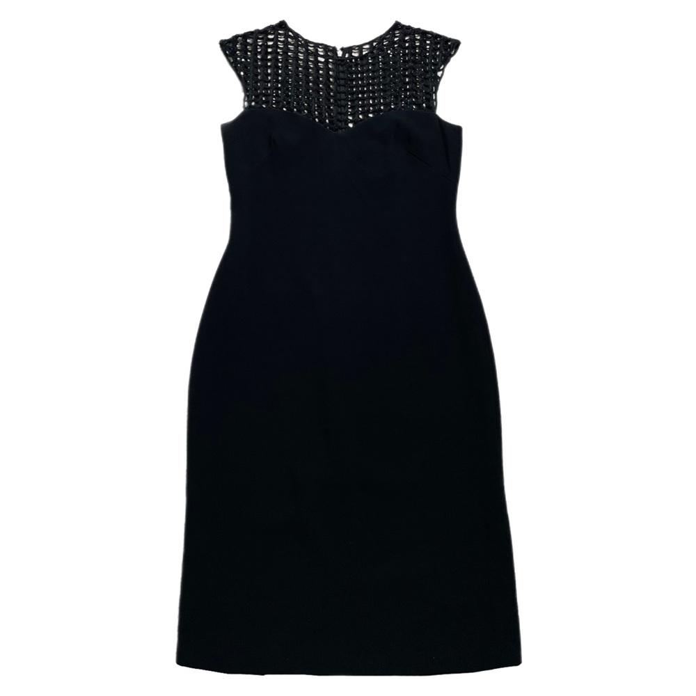 Pamella Roland Black Sweetheart Sequin Cage Midi Dress 8